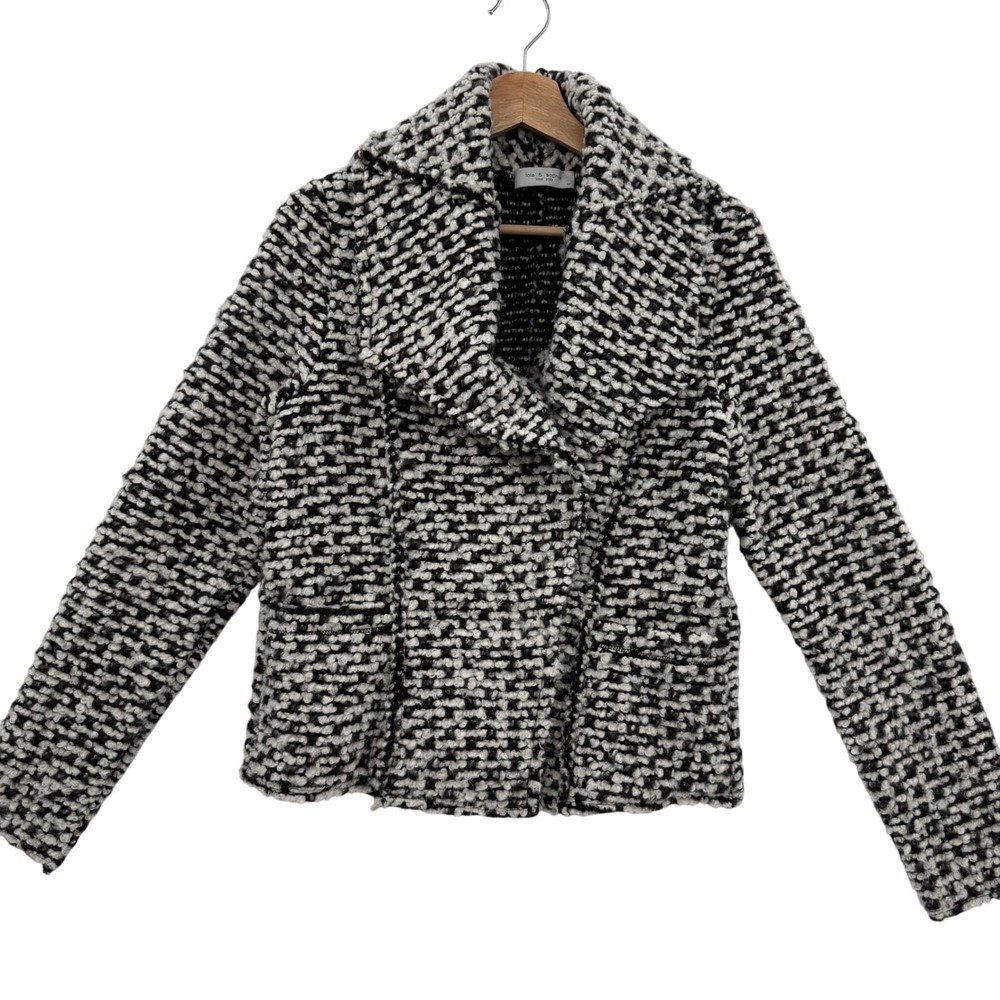 Lola and Sophie Blazer Black White Medium Viscose Boucle Career Wear